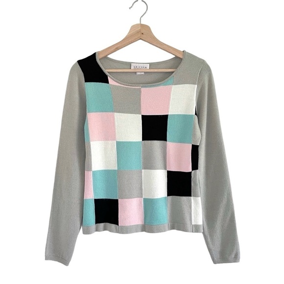 Vintage Sweaters - Vintage Uniform John Paul Richard Checkered Sweater Small